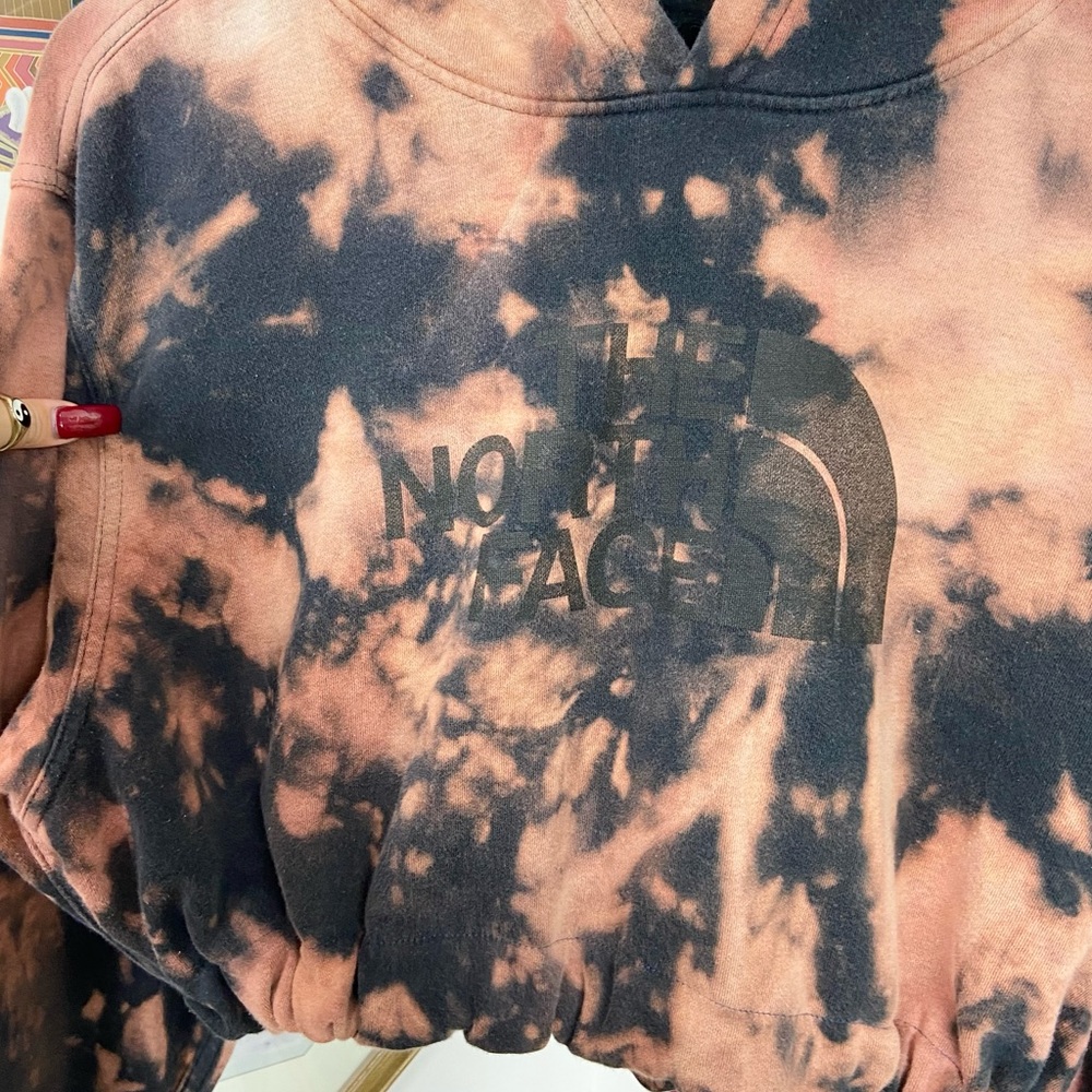 North Face Tie Dye Cropped Sweatshirt Hoodie - Picture 2 of 7
